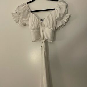 Elegant White Ruffle Sleeve Top